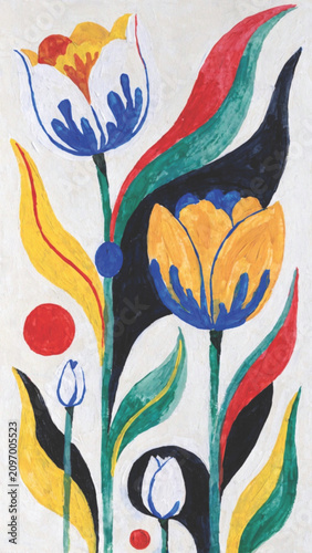 Tulip  Modern Botanical Illustration vector background 
