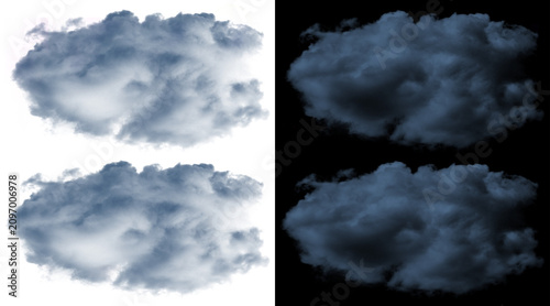 Photos Dramatic storm cloud isolated on white and black backgrounds, fluffy dark cumulu