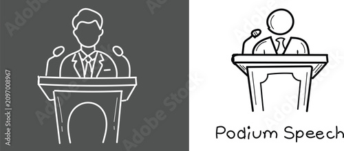 Fotografía Podium speech hand drawn outline doodle icon
