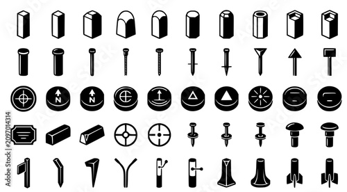 Foto Set of bicycle traffic signs and road safety icons for urban cycling lane planni