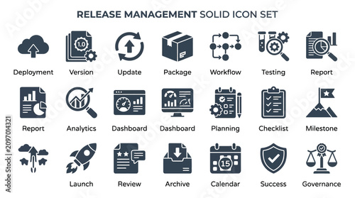 Release management icons show workflow.