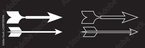 Creative Arrow Vector Icon Set with Solid and Outline Navigation Symbols for UI, Web and App Design.
