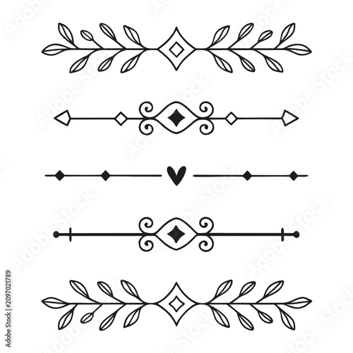 Assortment of elegant dividers and ornate borders with botanical and geometric accents for sophisticated page design and text separation.