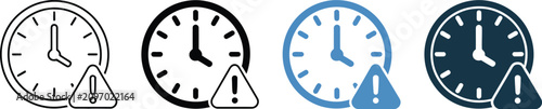 Fotografía Deadline Alert Icon featuring clock, warning symbols, missed deadlines, time pressure, urgency, and task management concepts in multiple vector styles