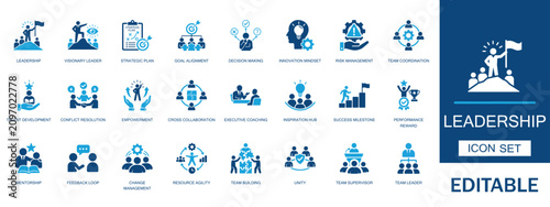Photos Leadership and team management icon set