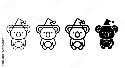 Canvas Print Cute Koala Christmas Icons Set, Festive Animal Vector Graphics, Holiday Characte