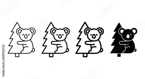 Canvas Print Cute Koala Icons, Simple Vector Graphics, Adorable Australian Wildlife Art, Set