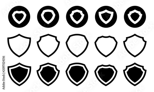 Quadro su tela 15 iconos de escudos de seguridad para protección digital que representan privac