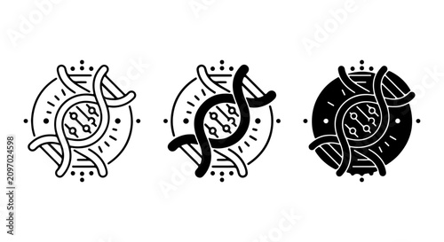 Quadro su tela DNA Helix Icons, Genetic Science Symbols, Molecular Biology Vector Graphics Set