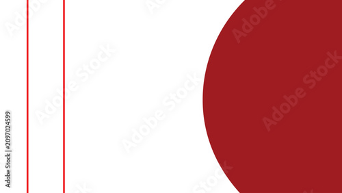 Foto Abstract geometric background with red semicircle and vertical lines on white mi