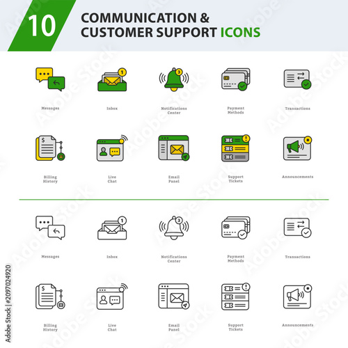 Communication & Customer Support Outline Icons