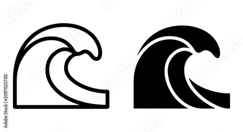 Foto Ocean Wave Icons, Stylized Sea Swell Vector Art, Nautical Symbol Set, Marine Wat