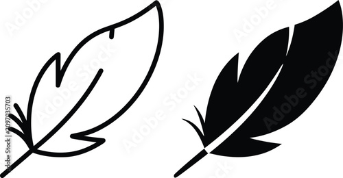 Konstfotografi Feather Icon for web and app design featuring elegant plume, nature, writing, decoration, and minimalist design elements in editable vector style