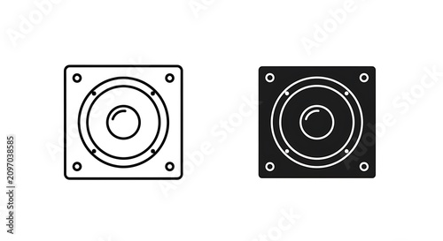Speaker icon set, audio equipment vector illustration