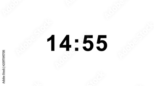 Modern countdown timer from 15 minute to 14 minute on white background suitable for presentations, productivity, educational content, and more
