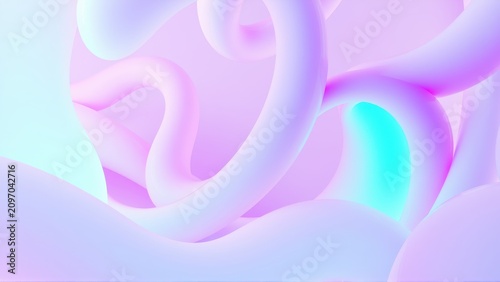 Abstract fluid shapes, pastel colors blend. Soft curves create dynamic composition, gentle gradients dominate visual space.