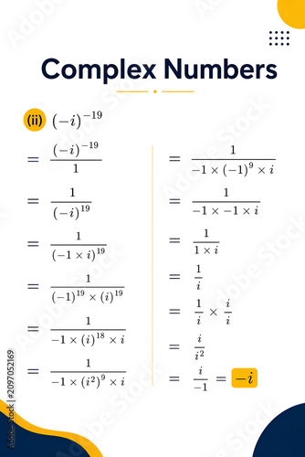 Math 10 Complex Numbers Exercise 1.1 Solution | Simplifying Negative Powers of Imaginary Unit i Educational Worksheet