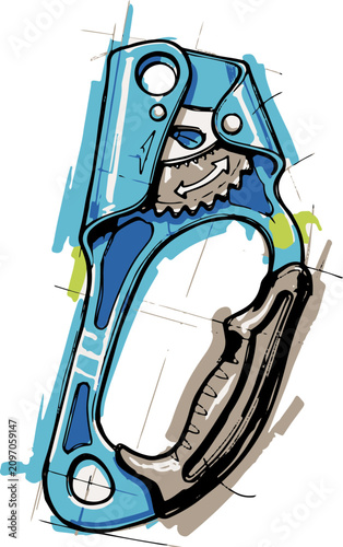 Photos Rock climbing belay device illustration marker style collage with climbing equip