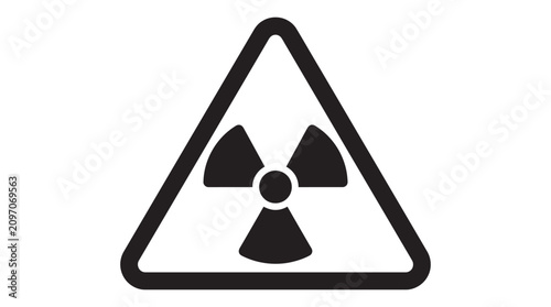 Bild auf Leinwand Radioactive hazard symbol in black and yellow triangular silhouette