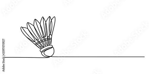 Schilderij op canvas Continuous single line drawing of a badminton shuttlecock