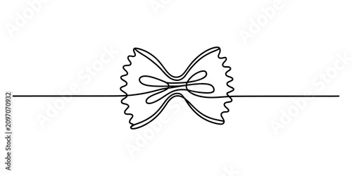 Fotografía Single line art drawing of a farfalle bow tie pasta shape