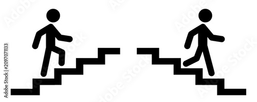 vector Climbing up  down stairs set clip art isolated on transparent background