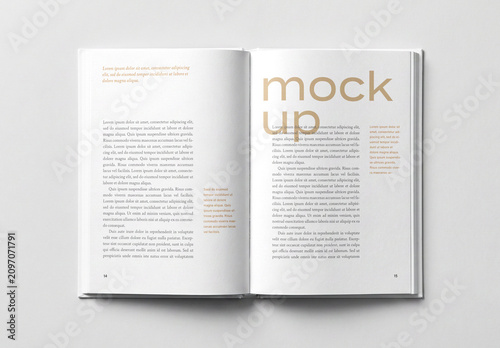 Open Hardcover Book Mockup Top View With Two Blank Pages for Editorial Layout Presentation