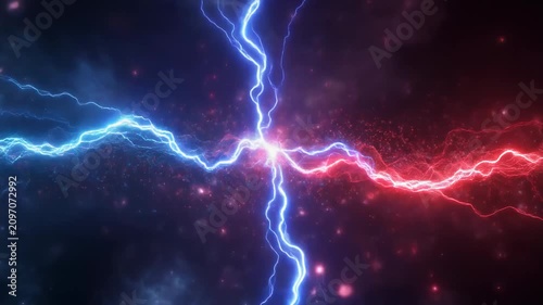 animation of bright electricity or plasma crackling on a black background, front-facin