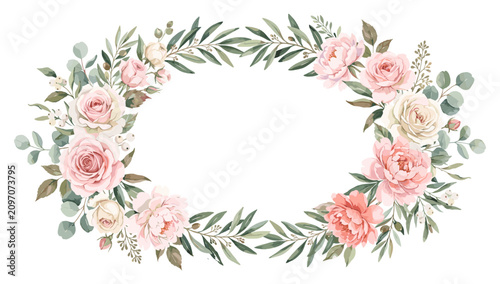 Watercolor flower wedding wreath
