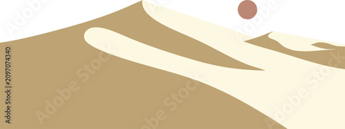 Simple desert sunrise over smooth layered dunes