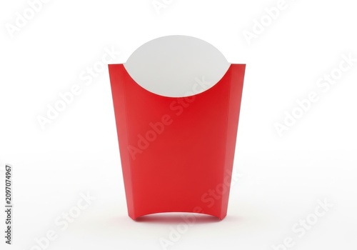 Red paper fast food container with lid isolated isolated on white background