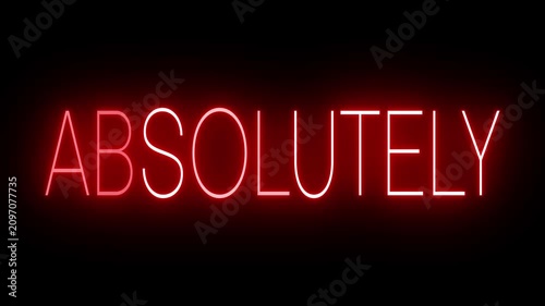 ABSOLUTELY – Neon Glowing Animated Typography on Black Background