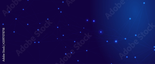 Abstract Digital Network Of Glowing Blue Nodes In Deep Space background
