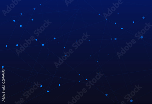 Abstract Digital Network Of Glowing Blue Nodes In Deep Space background