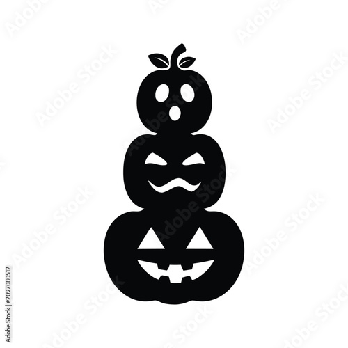 Stacked Halloween Jack O Lantern Pumpkin Silhouette Vector