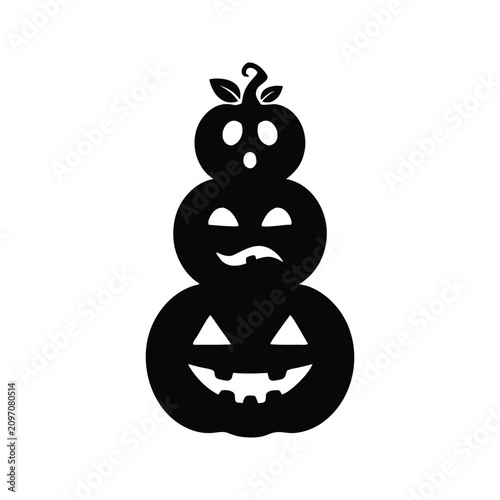 Stacked Halloween Jack O Lantern Pumpkin Silhouette Vector