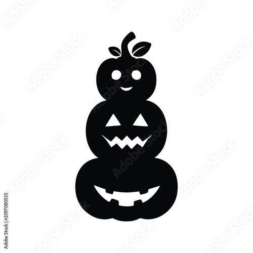 Stacked Halloween Jack O Lantern Pumpkin Silhouette Vector