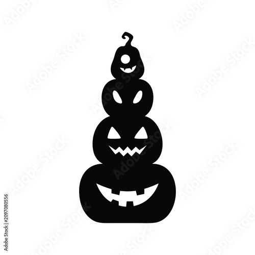 Stacked Halloween Jack O Lantern Pumpkin Silhouette Vector