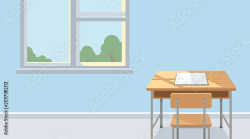 Classroom, school desk, education, learning, interior isolated on Transparent Background Back to school, Editable EPS