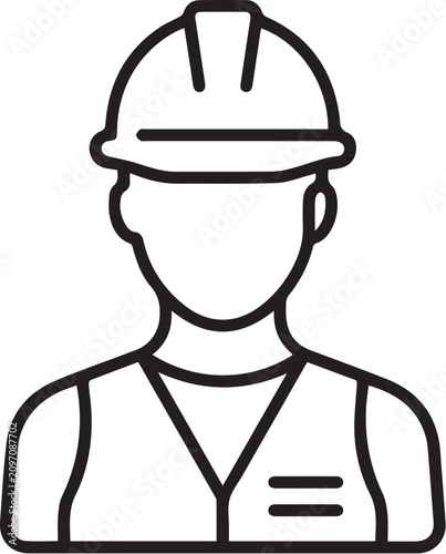 Construction Worker Icon with Hard Hat