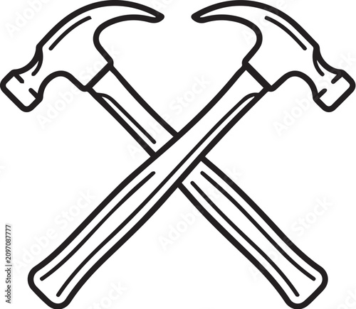 Crossed Claw Hammers for Construction Emblem