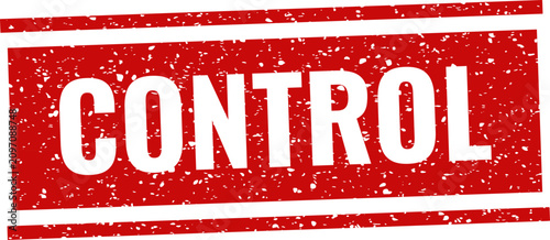 Foto Red 'control' stamp illustration with stars isolated on white background