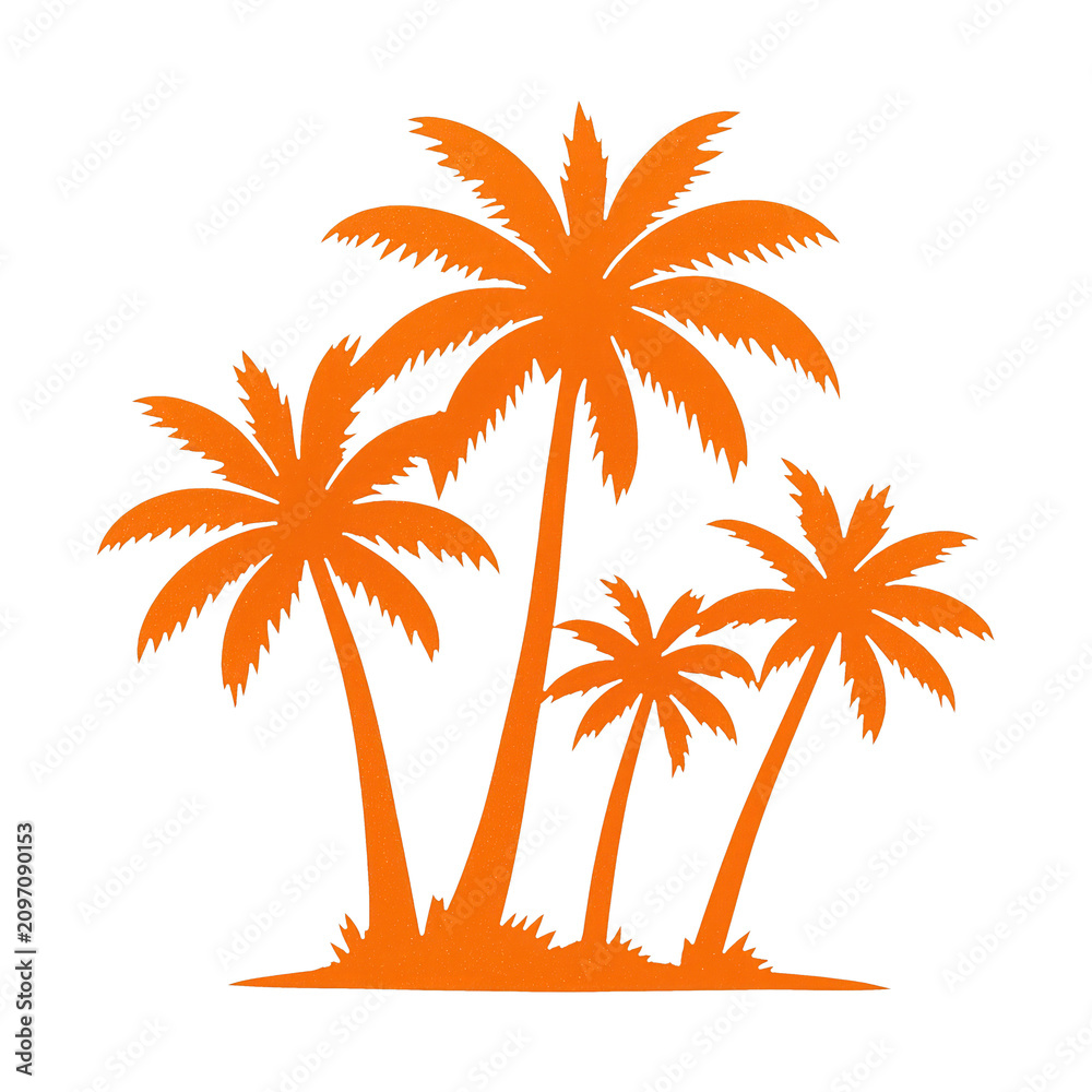 Obraz premium PNG Vibrant orange palm trees silhouette