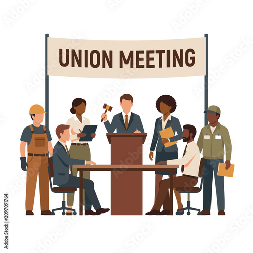 A group of people at a union meeting.