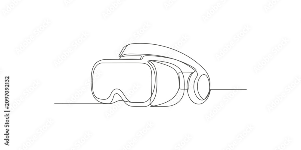 Obraz premium Virtual reality headset drawn with a single continuous line