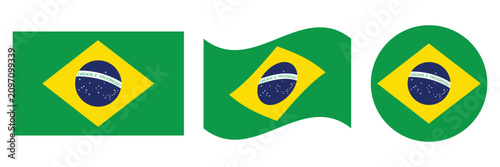 Brazil country flag icon vector. Flat Brazilian national symbol with official colors and proportions. Vector illustration of the Brazil country flag. Flat and glossy circular icon design.