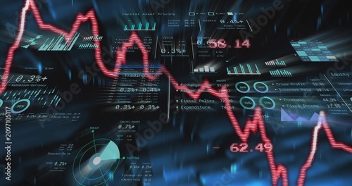 On data feed loading red jagged line moving across dashboard, peaking and visualizing trends