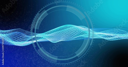 Vertical image: Cyan waveform undulating across center frames starting HUD scanning for security