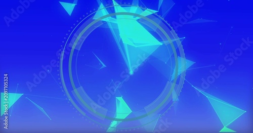 On play central cyber HUD forming from cyan shards, radial sweep scanning security status