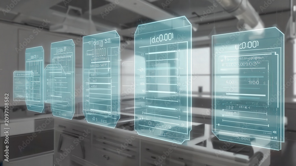 Fototapeta premium Transparent digital screens in professional kitchen